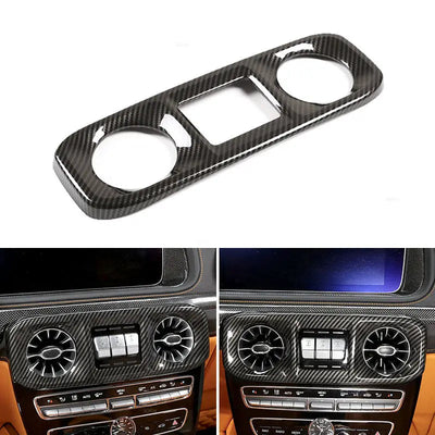 Contour aération carbone Mercedes Classe G W463 et deux exemples de pose autour des aérateurs ronds