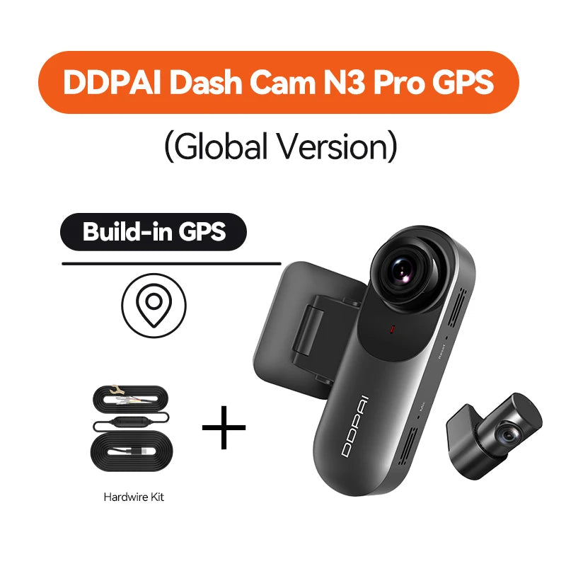 Pack dashcam DDPAI N3 Pro avec caméra arrière et kit de câblage permanent