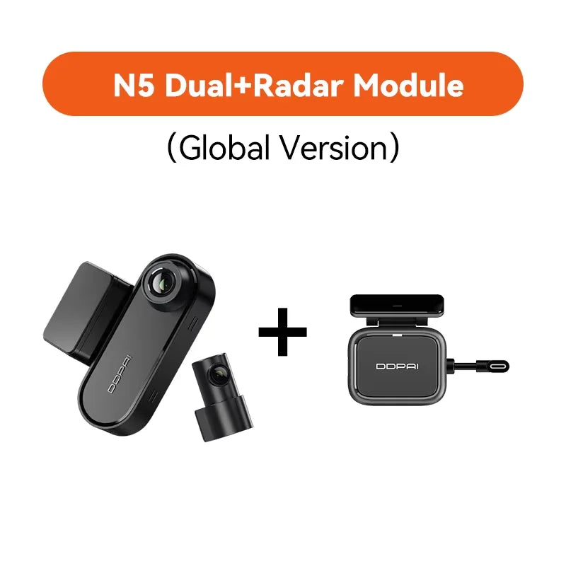 Pack dashcam DDPAI N5 Dual avec caméra arrière et module radar de surveillance de stationnement
