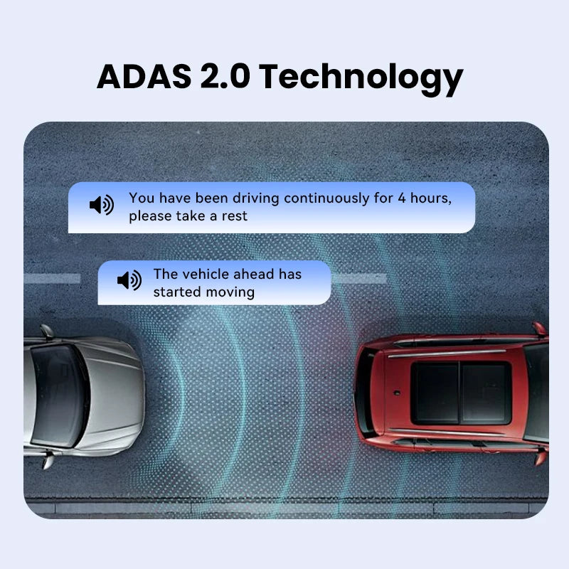 Aides à la conduite ADAS 2.0 de la dashcam DDPAI Z50 Pro : alerte de fatigue et démarrage du véhicule précédent