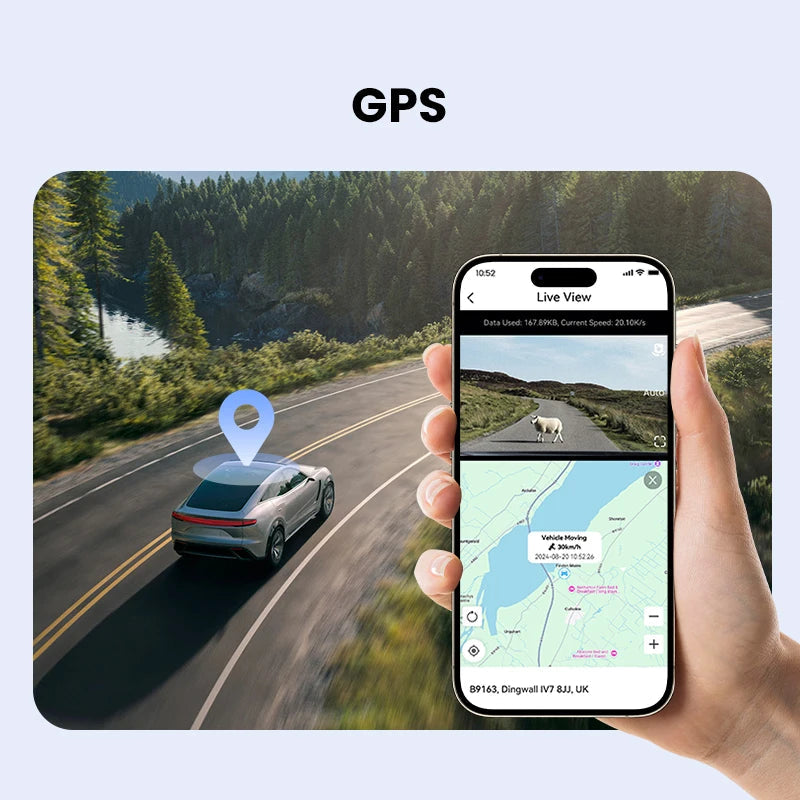 Suivi GPS de la dashcam DDPAI Z50 Pro et vision en direct du véhicule depuis l'application mobile