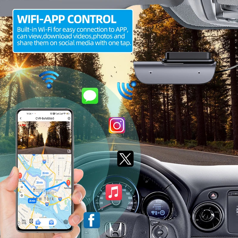 Wi-Fi intégré de la dashcam E-ACE B54 : lecture, téléchargement et partage des vidéos depuis l'application mobile
