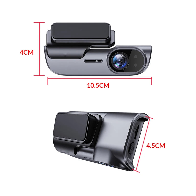 Dimensions de la dashcam E-ACE B54 : 10,5 cm de long, 4 cm de haut et 4,5 cm de profondeur
