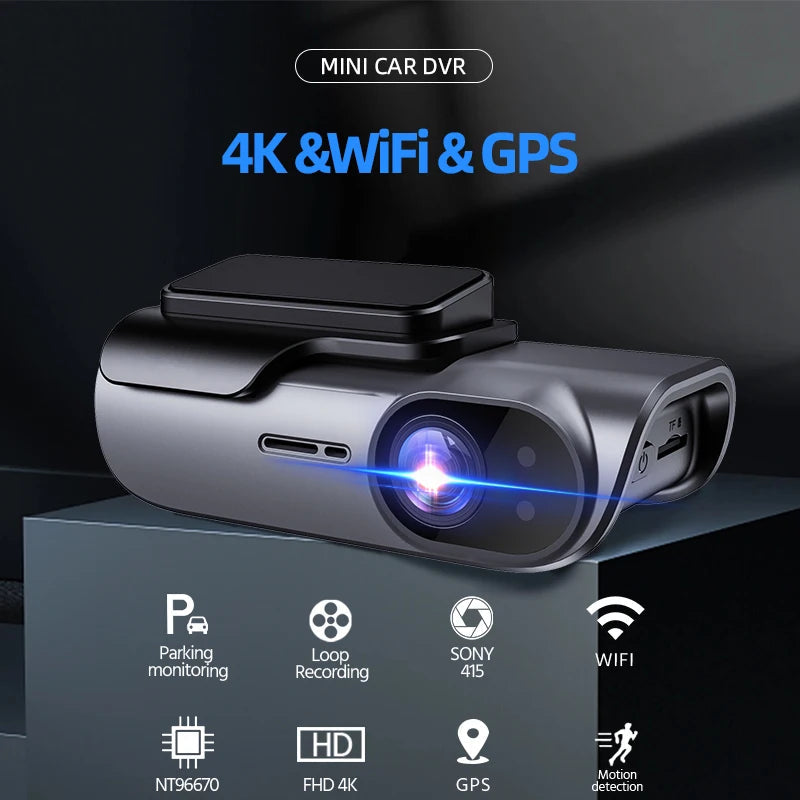 Dashcam voiture E-ACE B54 4K avec Wi-Fi et GPS, capteur Sony IMX415 et processeur NT96670