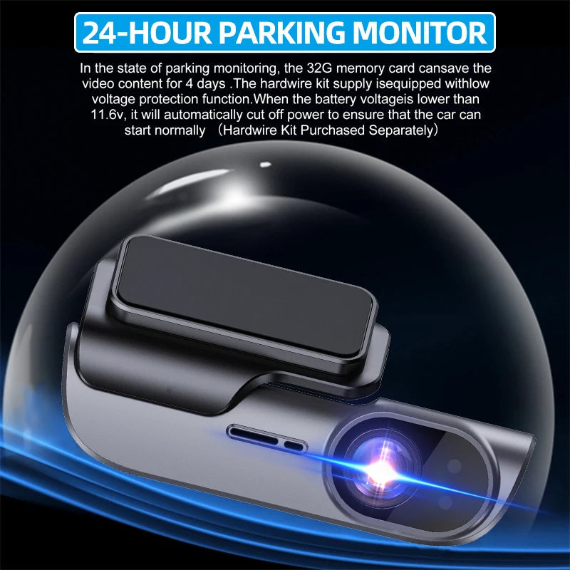 Surveillance de stationnement 24 heures sur 24 de la dashcam E-ACE B54, coupure automatique sous 11,6 volts avec le kit de câblage