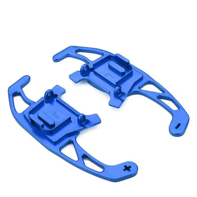 Extension palette au volant Golf 7 R bleue, vue de la platine de fixation