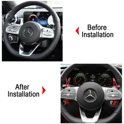 Extension palette au volant Mercedes argent, paire complète