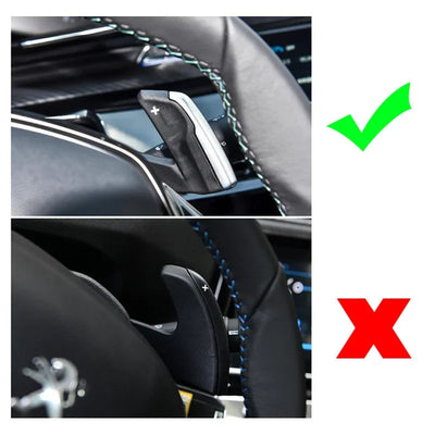 Compatibilité des extensions de palette Peugeot : le volant du haut convient, celui du bas non