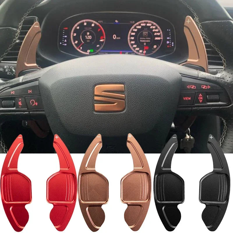Extension palette au volant Seat Ibiza 6F bronze montée sur le volant