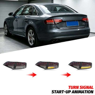 Clignotant séquentiel des feux arrière LED sur une Audi A4 B8 grise