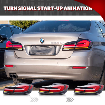 Clignotant séquentiel ambre des feux style G30 sur une BMW F10 beige