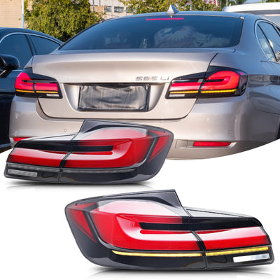 Jeu de feux arrière LED style G30 pour BMW F10, avec une 525Li en fond
