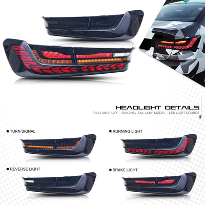 Fonctions des feux arrière LED GTS G20 : clignotant, position, recul et stop