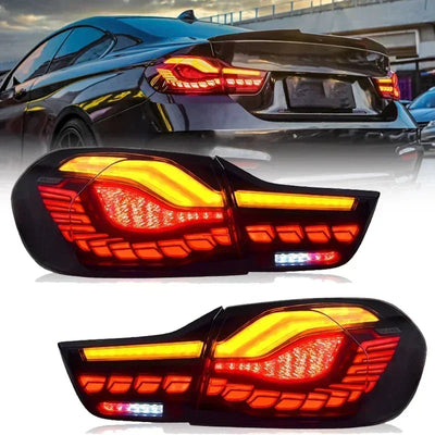Jeu de feux arrière LED GTS pour BMW Série 4, avec une M4 noire en fond