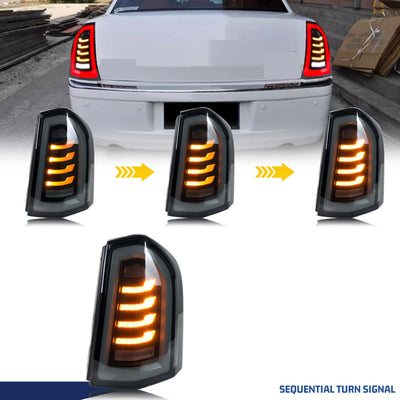 Chevrons ambre du clignotant séquentiel sur les feux arrière LED Chrysler 300