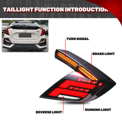 Fonctions des feux arrière LED Civic : clignotant, stop, recul et position