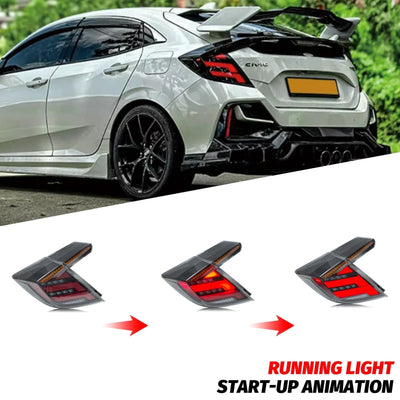 Civic Type R blanche avec les feux arrière LED, animation au démarrage