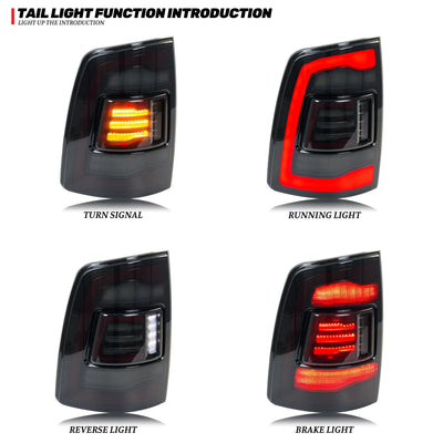 Fonctions du feu arrière LED RAM 2009-2018 : clignotant, position, recul et stop