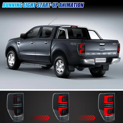 Animation au démarrage des feux arrière LED sur un Ford Ranger gris