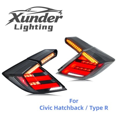 Jeu de feux arrière LED transparents pour Honda Civic cinq portes et Type R