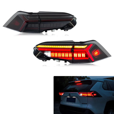 Jeu de feux arrière LED fumés pour Toyota RAV4, avec un RAV4 blanc de nuit