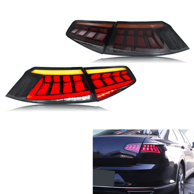 Jeu de feux arrière LED fumés pour Passat B8 berline, éteints et allumés