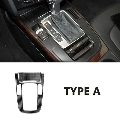 Type A : garniture carbone pour console Audi à boîte automatique, sans MMI ni bouton Start/Stop