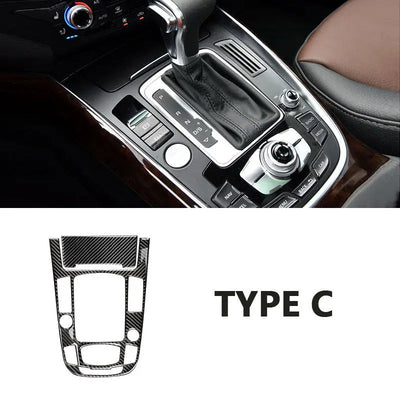 Type C : garniture carbone pour console Audi automatique avec MMI à touches Back et Menu et bouton Start/Stop