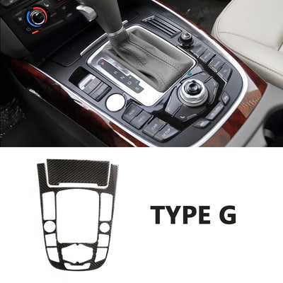 Type G : garniture carbone pour console Audi automatique avec MMI à touches Info et Setup et bouton Start/Stop
