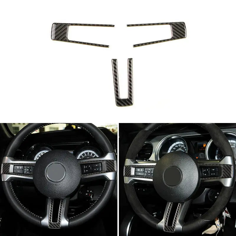 Garniture volant carbone Ford Mustang : trois inserts et leur pose sur volants cuir et suédine