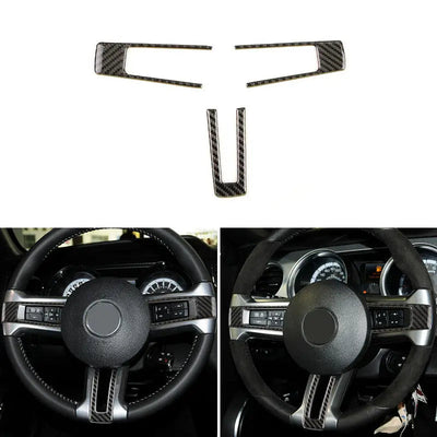 Garniture volant carbone Ford Mustang : trois inserts et leur pose sur volants cuir et suédine