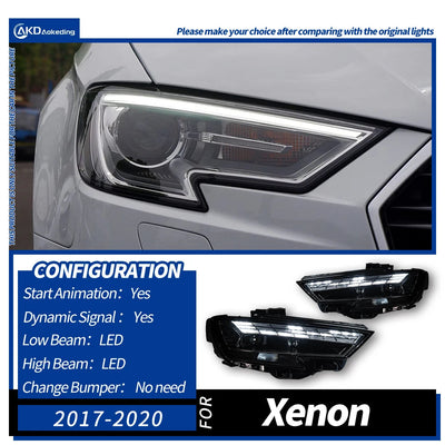 Variante du phare LED Audi A3 pour les versions xénon d'origine de 2017 à 2020