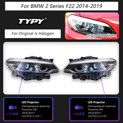 Variante halogène du phare LED BMW F22 avec ses deux projecteurs à lentille