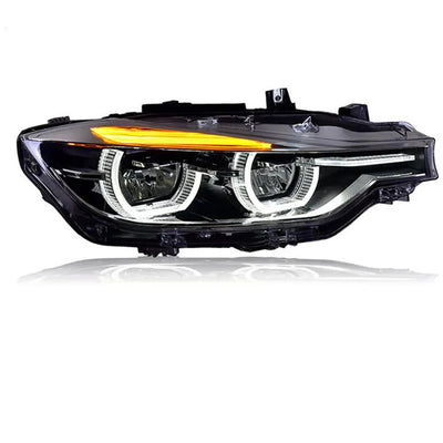 Phare LED BMW F30 avec son bandeau de clignotant ambre allumé