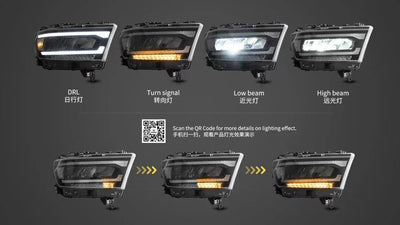 Phare LED RAM 1500 en feux de jour, clignotant, croisement et route