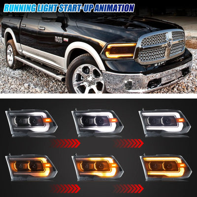 Animation du bandeau lumineux au démarrage sur un Dodge RAM 1500 noir