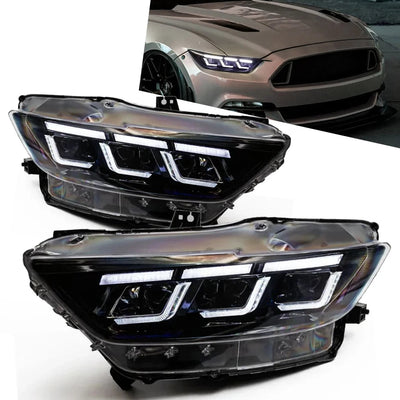 Paire de phares LED Ford Mustang à trois griffes lumineuses blanches
