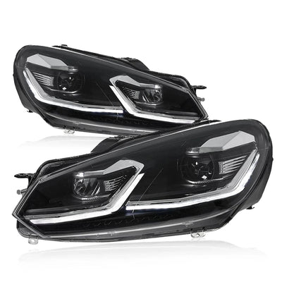 Phares LED Golf 6 éteints, liseré clair et boîtier noir
