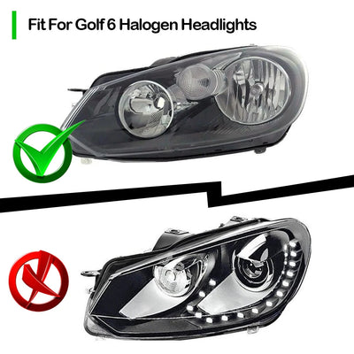 Phare halogène d'origine compatible et phare à diodes écarté pour la Golf 6