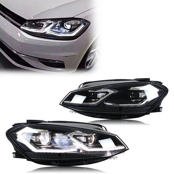 Paire de phares LED Golf 7.5 à double U lumineux et double lentille