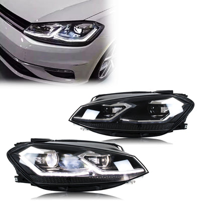 Paire de phares LED Golf 7.5 à double U lumineux et double lentille