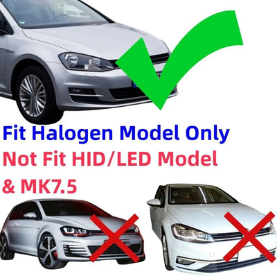 Golf 7 halogène compatible, versions HID, LED et Golf 7.5 écartées