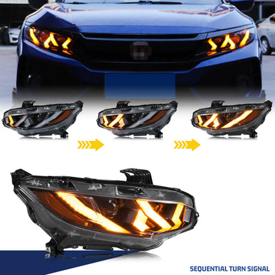 Clignotant séquentiel ambre du phare LED Honda Civic 10 en trois étapes