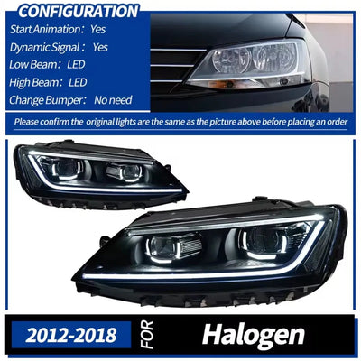 Configuration du phare LED Jetta 6 pour les versions halogènes de 2012 à 2018