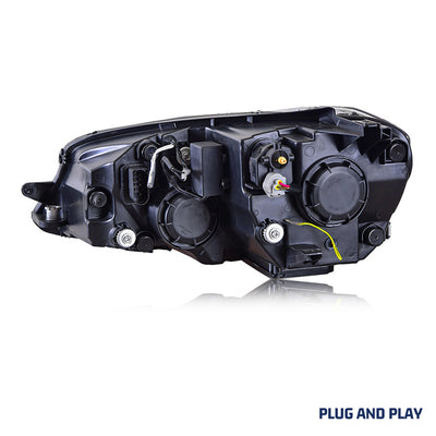 Dos du phare LED Jetta 6 avec ses caches et ses connecteurs d'origine