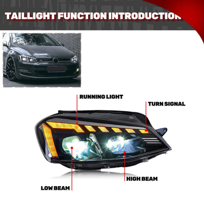 Fonctions du phare LED Jetta 6 : feux de jour, clignotant, croisement et route
