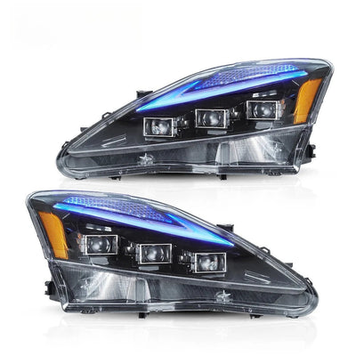 Animation bleue du bandeau de feux de jour sur les phares LED Lexus IS