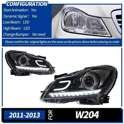 Variante du phare LED W204 pour les phares halogènes d'origine de 2011 à 2013
