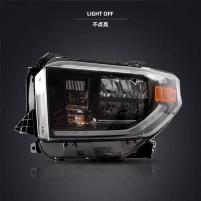 Phare LED Toyota Tundra éteint, boîtier sombre et cabochon de gabarit ambre