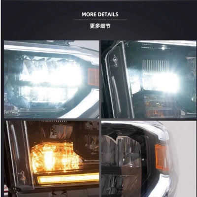 Gros plans sur les segments LED blancs et ambre du phare Tundra